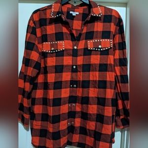 Bar III studded collar button down shirt